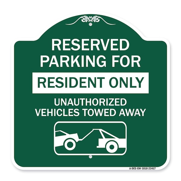 Parking Lot Reserved Parking for Residents Only Unauthorized Vehicles Towed Away Wit, GW-1818-23417